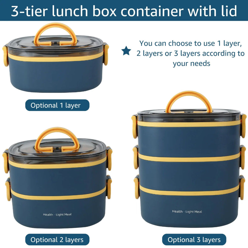 3-tier lunch box container with lid