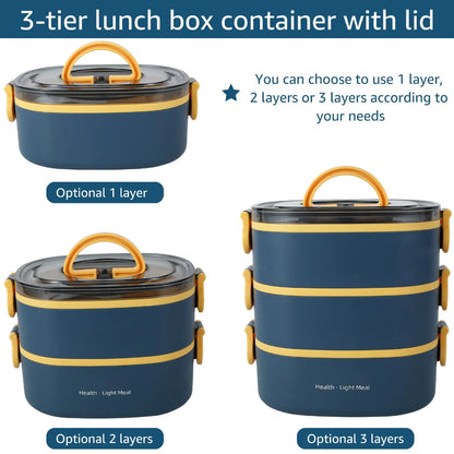 3-tier lunch box container with lid